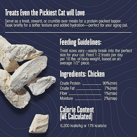 Whole Life Cat Just One Chicken Freeze Dried Cat Treats - Human Grade High Protein Food, Healthy Training Snacks, Freeze Dried Chicken Food Toppers, USA Made Natural Treats - 10 oz (Pack of 1)