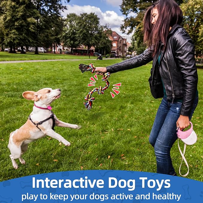 QDAN Dog Rope Toys for Aggressive Chewers, Indestructible Dog Toy, Tough Cotton Chew Toy for Medium Large Dogs