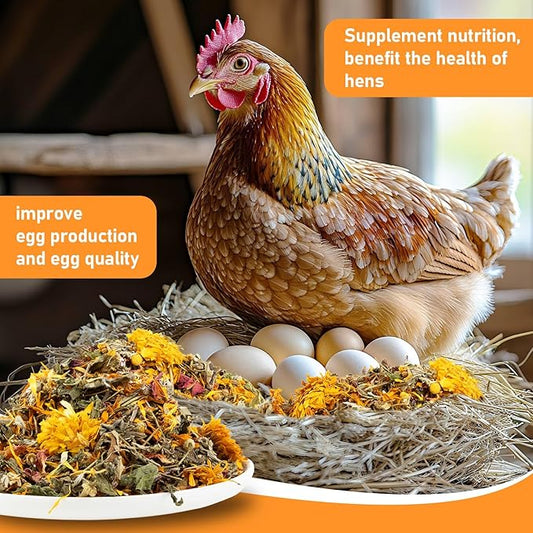 MAQIHAN 30oz Chicken Nesting Herbs - Dried Herb for Layer Feed,Coop and Run Insulation,Roosting Bars, Box Pads,Supplies for Laying Hens & Chicks,Vacuum Packed Bedding for Winter