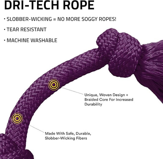 Playology Dog Toys | Dri-Tech Rope Tug of War Dog Toy for Tough Chewers | Bacon Scented Jumbo Tug Rope Toys for Large Dogs