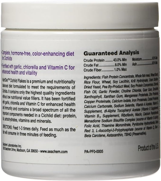 Seachem NutriDiet Cichlid Fish Flakes - Probiotic Formula with GarlicGuard 30g/1oz (Pack of 2)