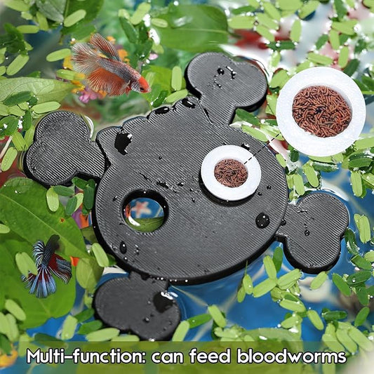 Abizoo Floating Fish Feeding Ring No Suction Cup Black Skull Halloween Decor,Aquarium Plant Barrier Floating Food Feeder Fish Tank Accessories for Betta Goldfish Shrimp Guppies Neon Tetra Zebra Danios