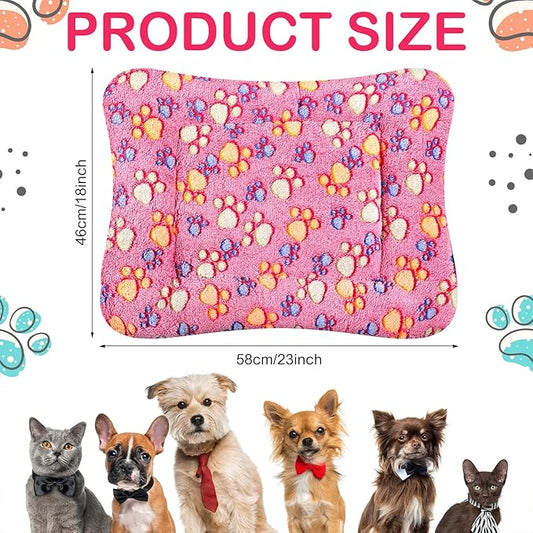 Tuanse 4 Pack Ultra Soft Dog Cat Bed Mat Small Animal Guinea Pig Bed with Cute Print Reversible Fleece Dog Crate Kennel Pad Cozy Washable Thickened Hamster Pet Beds Mat(23 x 18 Inches,Vivid Color)