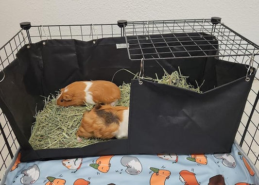 Hayzee Original Guinea Pig Hay Holder Feeder Litter Box Less Mess Encourages Natural Burrowing Instincts and Provides Ample Supply of Hay to Guinea Pigs and Rabbits (Black, 27" with Front)
