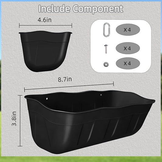 Hanging Chicken Feeders,Duck Feeder Waterer,Small Feed Trough 1.3 Quart 2 Pack,Hanging Fence Feed Trough for Poultry,Black