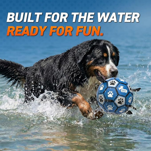 QDAN Extra Large Dog Toys Soccer Ball - Durable Dog Balls for Extra Large Dogs with Straps, Outdoor Dog Toys, Dog Water Toy, Herding Ball (9 Inch)