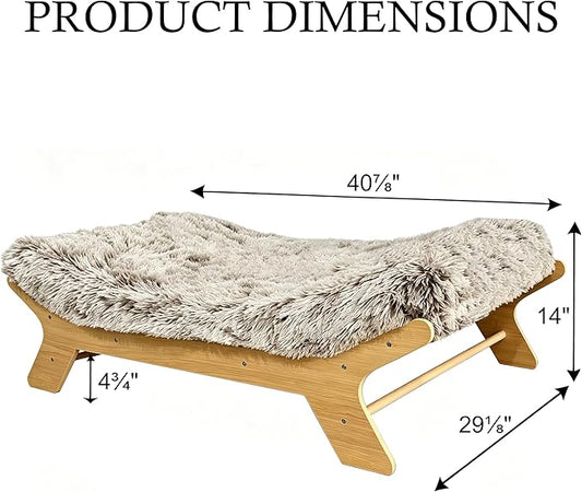 Elevated Dog Bed 40⅞" × 29⅛" × 14", Raised Wooden XL Dog Bed Frame and Mattress for Extra Large Pets up to 90 lbs
