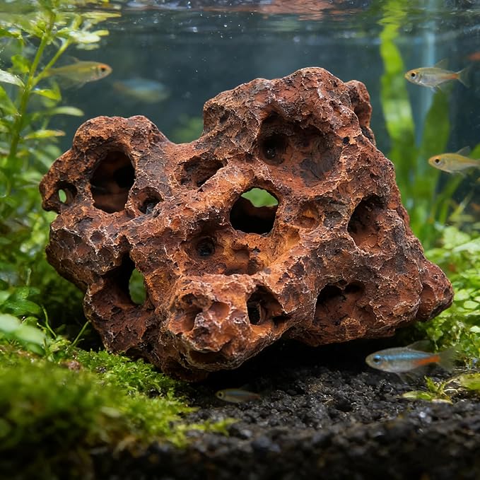 M2cbridge Large Aquarium Resin Holey Rock Decorations Hideouts Mountain Hideaway Caves Aquascaping (Color B)