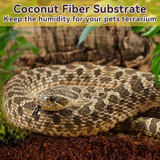 Legigo 8 Pack Coconut Fiber Substrate, Natural Coco Coir Bedding for Reptiles Turtles, Tortoises, Snake, Hermit Crab, Gecko, Lizard, Bioactive Terrarium Soil for Humidity Control and Plant Substrate