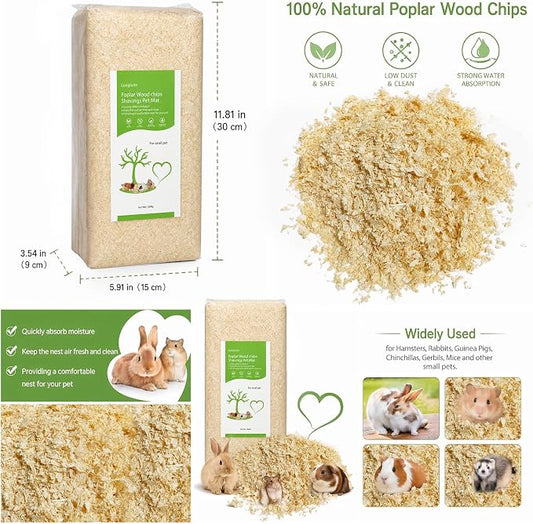 35oz Natural Aspen Wood Pet Bedding – Low Dust, Odor Control & Ultra Absorbent Shavings for Hamsters, Parrots, Guinea Pigs & Small Animals