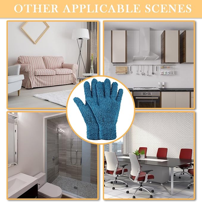 Patelai 3 Pairs Microfiber Plant Dusting Gloves Leaf Cleaning Gloves for Indoor Plants, Blinds, Furniture, House (Dark Blue,Gray,Khaki,Medium)