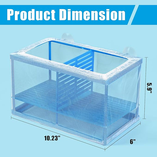 AQUANEAT Fish Tank Breeder Large Mesh Net Fry Saver Aquarium Spawn Hatchery Isolation with Suction Cups Hatchery Incubator for Shrimp Betta