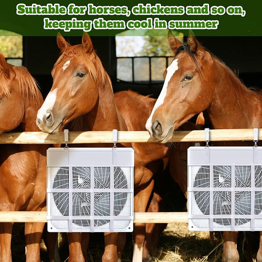 Tessco for you 2 Pcs Box Fan Holder Horse Stall Classic Fan Bag Hanging Web Holder Nylon Box Hay Bag Horse Accessories (White)