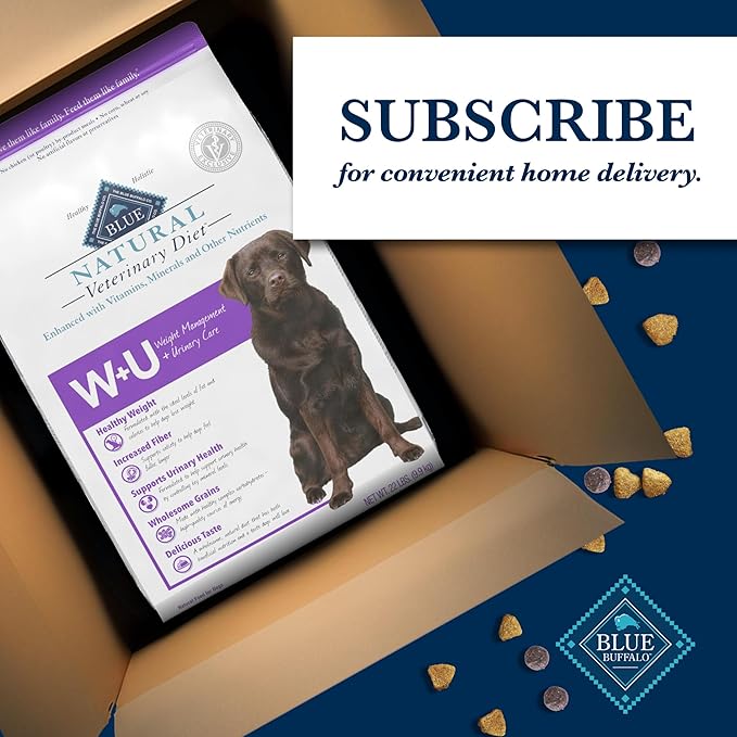 Blue Buffalo Natural Veterinary Diet W+U Weight Management + Urinary Care Dry Dog Food, Veterinarian Prescription Required, Chicken, 22-lb Bag