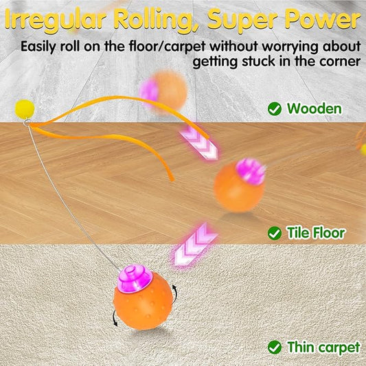 Muhhiba Interactive Cat Toys Balls, Automatic Moving Cat Toys for Indoor Cats, Self Rotating Ball with Motion Activated, Electric Cat Mouse Toys, USB Rechargeable