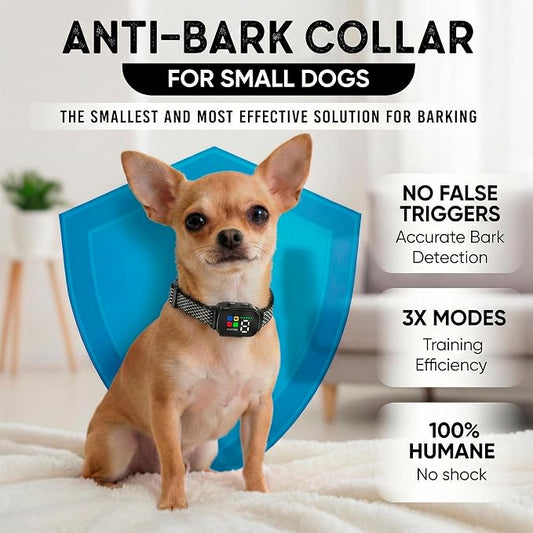 2 Pack Bark Collar for Small Dogs 5-15 lbs and Puppies - No Shock Anti Barking Collar - Rechargeable Smart Collar for Dog Training with 7 Sensitivity Levels and 3 Beep&Vibration Modes