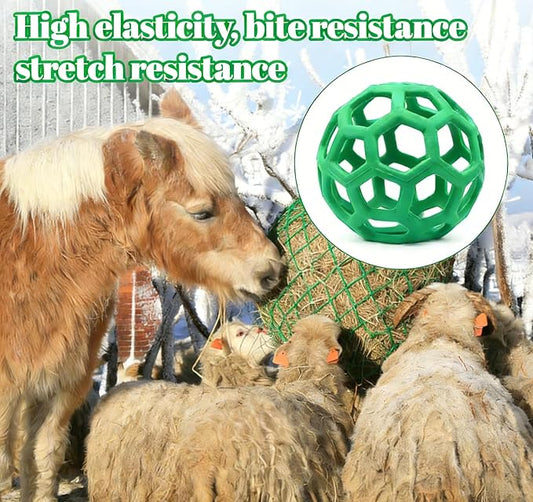 Goat Feeder Hanging Feeding Toy,Horse Treat Hay Feeder Toy, Durable TPR Feeding,for Horse Goat Sheep Relieve Stress,Stretch-Resistant Design(Green)