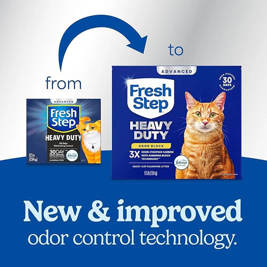 Fresh Step Heavy Duty Odor Block Advanced Multi Cat Clumping Litter with Febreze, 52.5 lb (Package May Vary),(17.5lb Pack x 3)