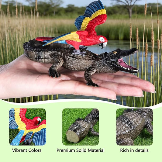 SIENON 39Pcs Realistic Rainforest Animal Figurines Set Rainforest Diorama Supplies with Gorilla Parrot Crocodile Capybara Jungle Animals Model Tree Playset for Kids School Project Birthday Decoration