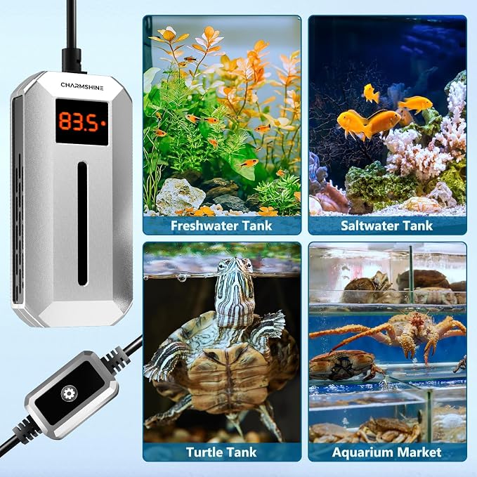 Submersible Aquarium Heater with LED Digital Display 100W Fish Tank Heater for 8-13 Gallon Freshwater Saltwater Tank, Auto Thermostat Overheat Protection(Not Suitable for Low-Water Turtle Tanks)