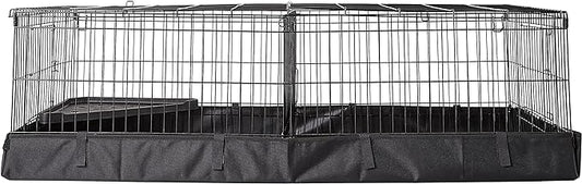 Amazon Basics Leakproof Canvas Bottom Guinea Pig Cage, Easy to Clean Small Animal Habitat with Divider Set, Indoor/Outdoor, Portable, No Tools Needed, 47.6"L x 24.2"W x 14"H, Black