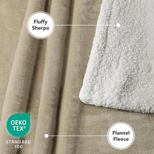 PetAmi Dog Blanket for Medium Large Dogs and Pets, Soft Sherpa Fleece Pet Blanket Throw for Cats Puppies, Reversible Plush Couch Cover Protector for Sofa Bed Car Seat, Machine Washable, 80x60, Taupe