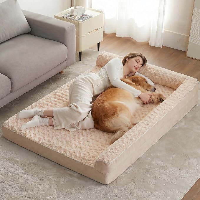 BFPETHOME Orthopedic Dog Bed for Extra Large Dogs-Big Waterproof Sofa Dog Bed with Removable Washable Cover, Large Pet Bed with Waterproof Lining and Nonskid Bottom,Pet Bed for Large Dogs