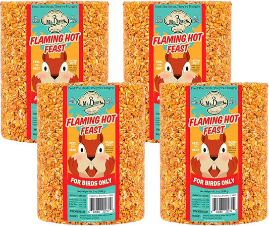 4-Pack of Mr. Bird Flaming Hot Feast Large Wild Bird Seed Cylinder 4 lb. 3 oz.