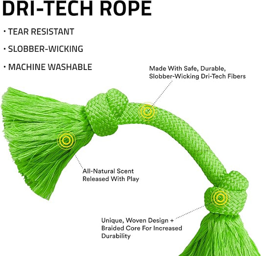 Playology Dog Toys | Dri-Tech Rope Tug of War Dog Toy for Tough Chewers | Sweet Potato Scented Medium Tug Rope Toys for Dogs