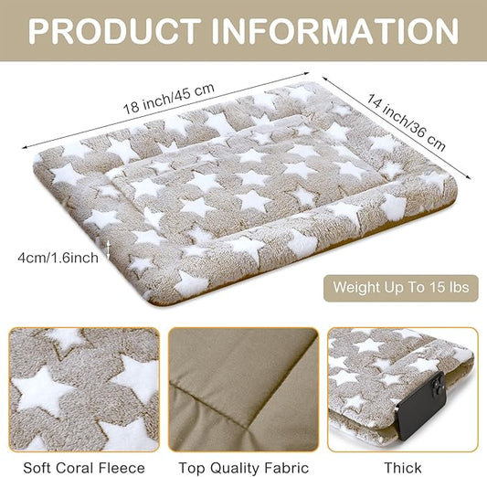 VitalCozy 4 Pcs Dog Crate Pads, Ultra Soft Warm Washable Anti-Slip Kennel Bed Mat for Pets, Reversible, Replaceable, Cozy Cage Liner for Small Medium Large Dogs and Cats(18 x 14 x 1.6 Inch,Apricot)