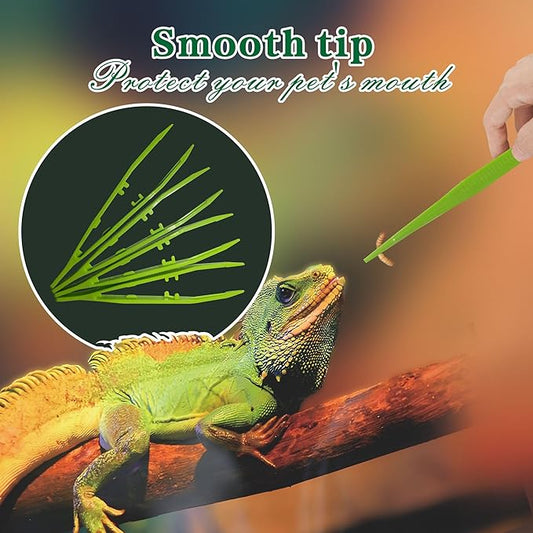 4-Pack Reptile Feeding Tongs Set - Hygienic Anti-Slip Green Tweezers for Bearded Dragons, Lizards, Snakes, Aquariums & Small Animals(Five Colors to Choose from)