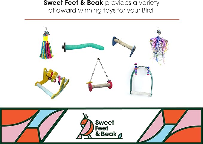 Sweet Feet and Beak Comfort Grip Safety Perch for Bird Cages - Pedicure Perch for Birds to Keep Nails and Beaks in Top Condition - Safe Easy to Install Bird Cage Accessories M 8.5" - Green