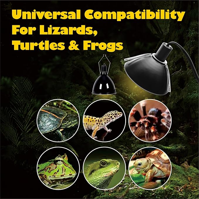 4pcs Reptile Heat Lamp Clips & Hangers Kit - 2x Spring Clips + 2x Dual Lamp Stands for 5.5"/8.5" Domes, Secure Mounting for Terrarium UVB/Heating Lights, Glass Habitat Accessories Stainless Steel