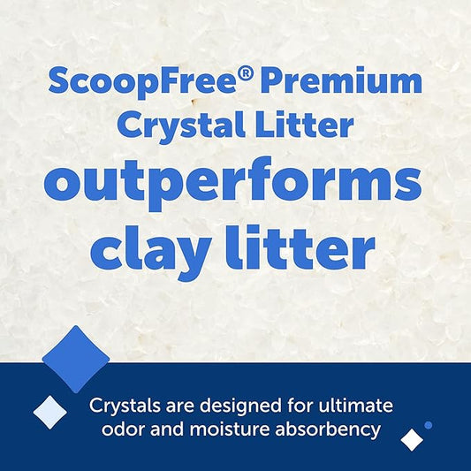 PetSafe ScoopFree Premium Crystal Cat Litter - Outperforms Clay Litter - Refill Packs - Reusable Tray Compatible - Fragrance Free - 4.3 lb Bags - 2 Pack