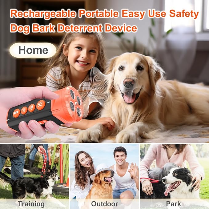 Dog Bark Deterrent Devices Anti Barking Device for Dogs Ultrasonic Bark Stopper Portable Dog Training Tool Indoor Outdoor Up to 30ft Correct Bad Behavior of Dog or Neighbor's Dog