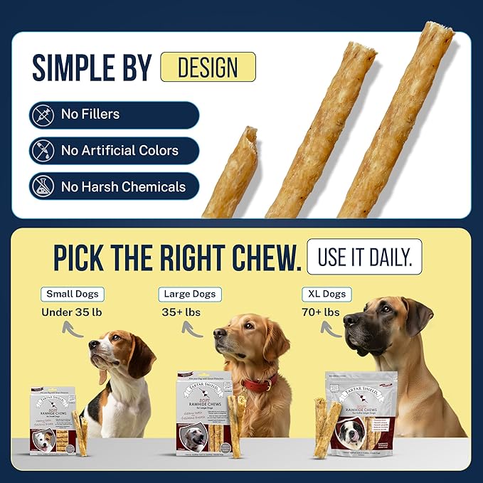 Tartar Shield Soft Rawhide Chews | Safe Dental Treats for Small Dogs | Vet VOHC Approved | Daily Bone Cleans Teeth & Gums Fresh Breath Oral Health Support | USA Made | (Small Dogs / 12 Count)