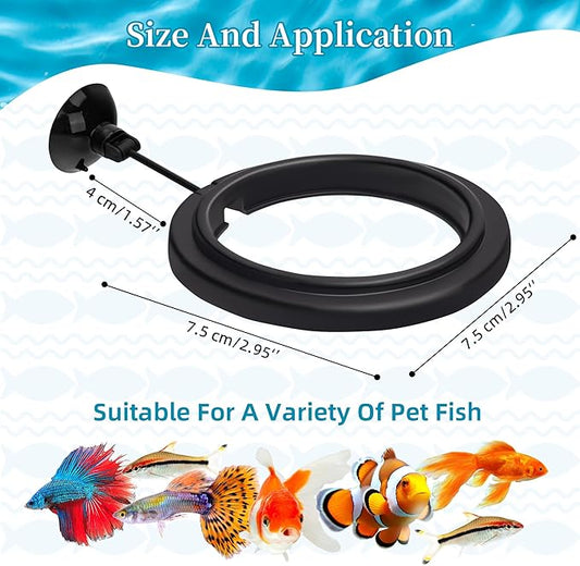 DaToo Small Fish Feeding Ring Round Mini Aquarium Feeder with Strong Suction Cup Floating Fish Feeder Ring for Betta Goldfish Guppy