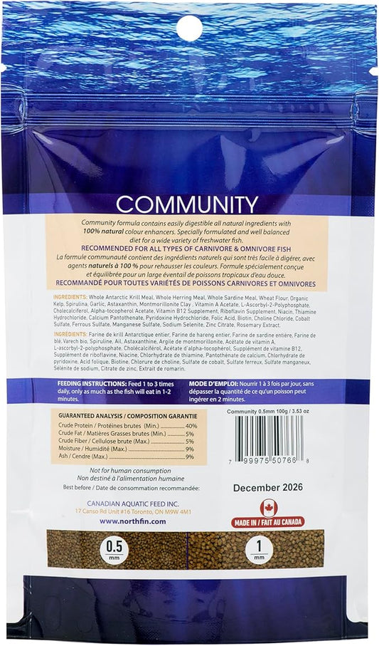 Northfin Fish Food Community Formula Slow Sinking Pellets (0.5mm 100g)