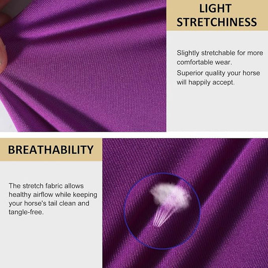 Harrison Howard Breathable Horse Tail Guard, Slip On Design, 2 Strand Straps, 22" Length, Purple