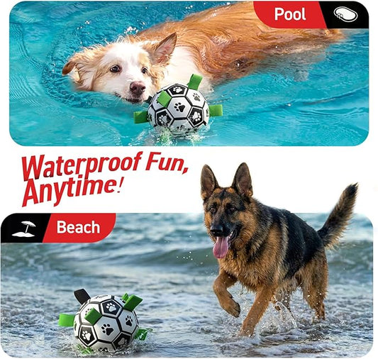 QDAN Dog Toys Extra Large Soccer Ball with Straps, Tug Toy, Water Toy, Durable Dogs Balls World Cup for Large(9 Inch)