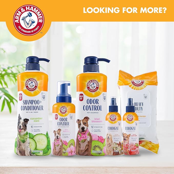 Arm & Hammer for Pets Odor Control Dog Shampoo, Pump Included, Baking Soda Enhanced, pH Balanced, Kiwi Blossom Scent, Gentle for All Dogs and Puppies, Value Size 24 Fl Oz