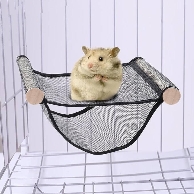 Breathable Ferret Hammock Large Small Pet Cage Accessory for Hamsters Guinea Pigs Sugar Gliders Hedgehogs Comfortable Hanging Hideout with Black Mesh for Summer