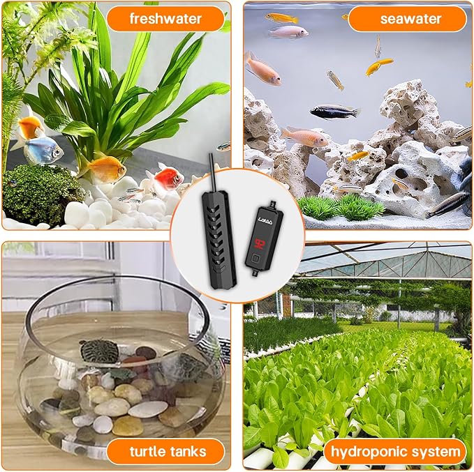 Upgraded 50W Intelligent Aquarium Heater,59°F-93°F Submersible Fish Tank Heater with Intelligent Digital Display Controller and Auto Power Off for 5-10 Gallon Freshwater Saltwater Fish Tanks
