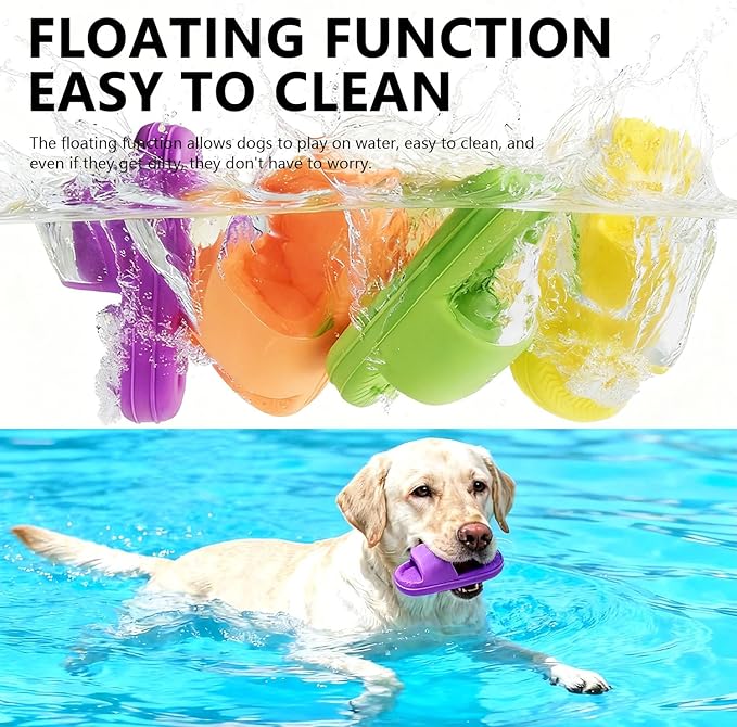 MECOOL Squeaky Slipper Dog Toy - Chew Toys for Aggressive Chewers, Durable Rubber Chew Toy for Dental Cleaning & Boredom Relief, for Small Medium Dogs, Purple