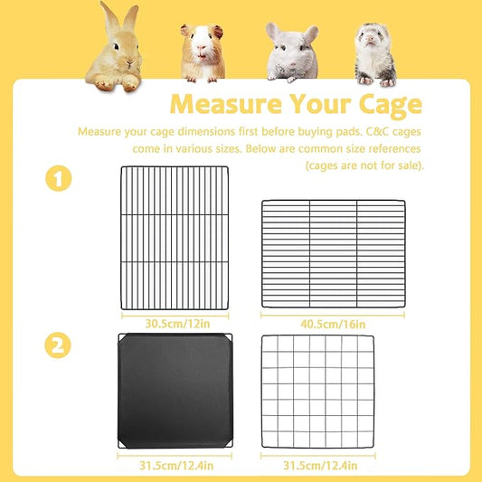 Guinea Pig Bedding, 2 Pack 59x31IN Thickened Fleece Cage Liner, Super Absorbent & Odor Control & Washable & Reusable Guinea Pig Liner for C&C 2X4 Cage, Pee Pad Mat for Small Animal, Rabbit, Bunny