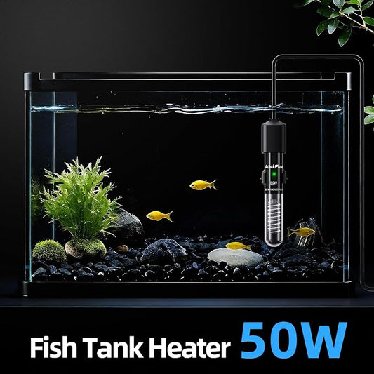50W Aquarium Heater, Small Submersible Fish Tank Heater with Mini Aquarium Thermometer, for Betta Turtle Saltwater Freshwater 5-10 Gallon Tanks