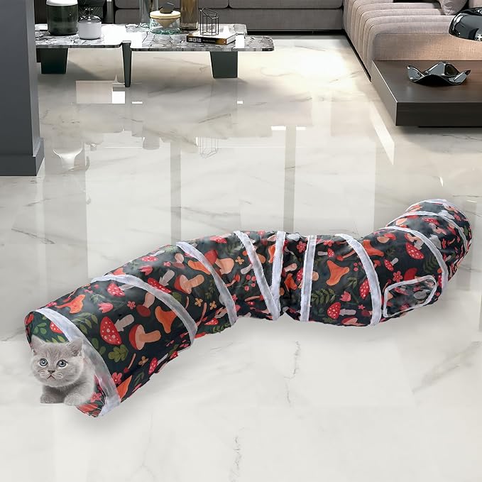 Sheldamy Cat Tunnel, S-2-Way Cat Tunnels for Indoor Cats, Collapsible Cat Play Tunnel, Interactive Toy Maze Cat House for Cats, Puppy, Kitty, Kitten, Rabbit