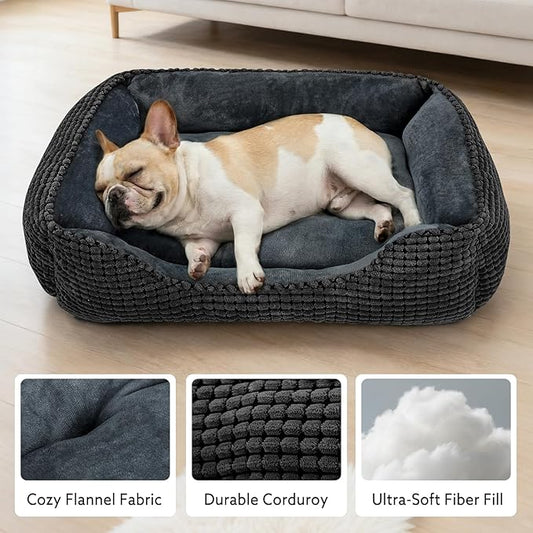 MIXJOY X-Large Dog Bed for Large, Medium, Small Dogs - Rectangle, Washable, Orthopedic, Soft Calming Sleeping Puppy Bed - Durable Pet Cuddler with Anti-Slip Bottom - XL (35"x25"x9")