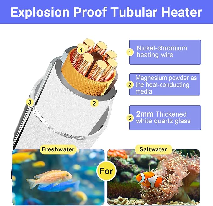 hygger ECO Precise Aquarium Submersible Heater, 100W for 10-20 Gallon Fish Tank Heater with Digital Display Adjustable Controller for Marine Saltwater Freshwater