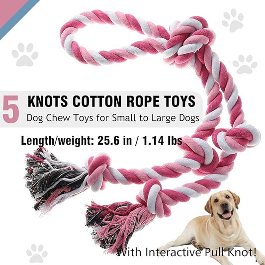 Rope Toy for Dogs,Large Dog Rope Toys for Aggressive Chewers, Heavy Duty Dog Toys for Large Medium Breed, Indestructible Tough Chew Toys Tug of War Dog Toy Cotton Rope for Teeth Cleaning